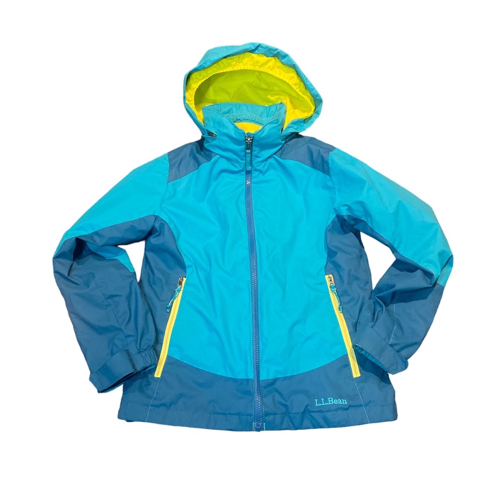 L.L. Bean 3 in 1 Winter Snow Ski Jacket Kids Size 8 Teal Fleece Lined Hooded